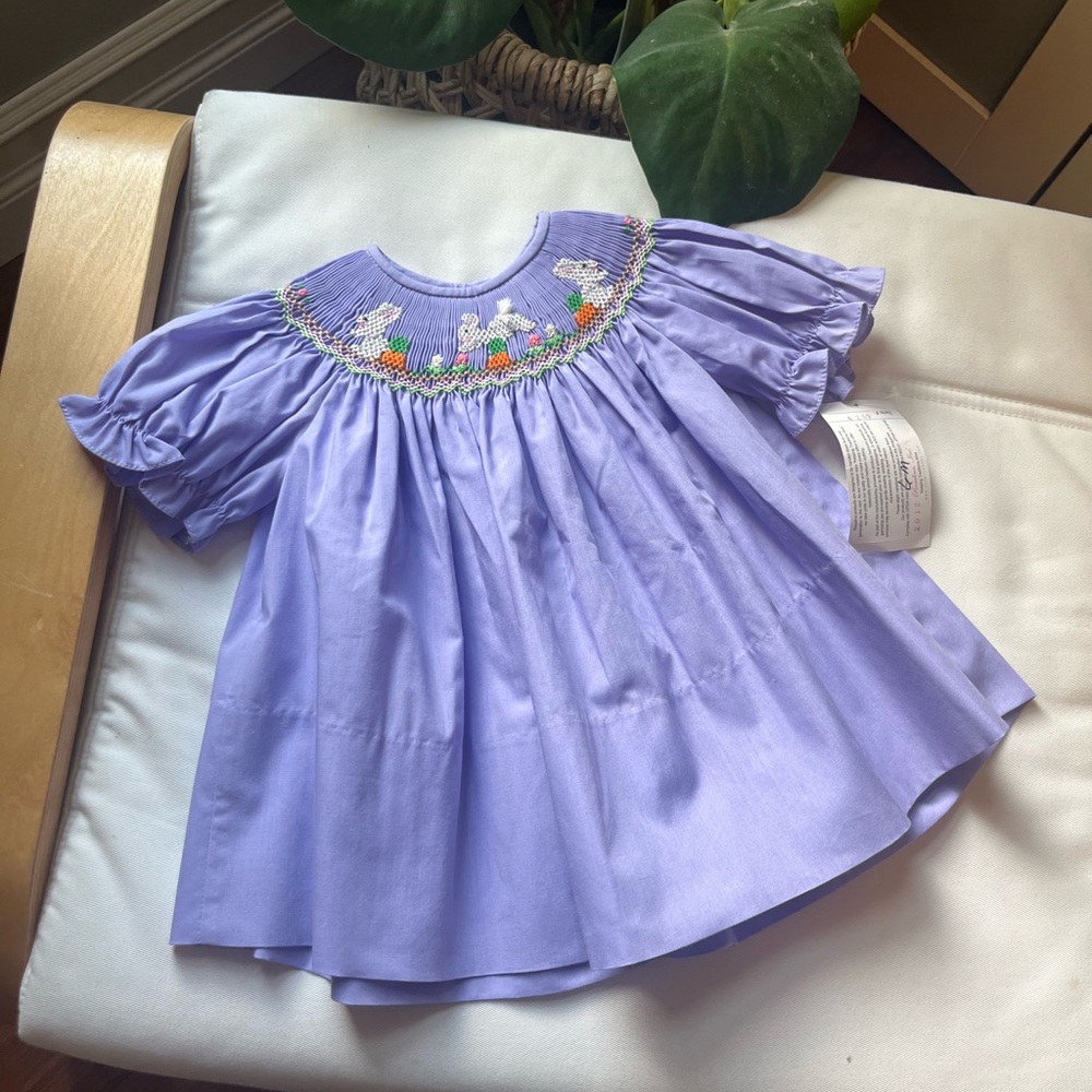 Beautiful smocked and embroidered baby Easter dress